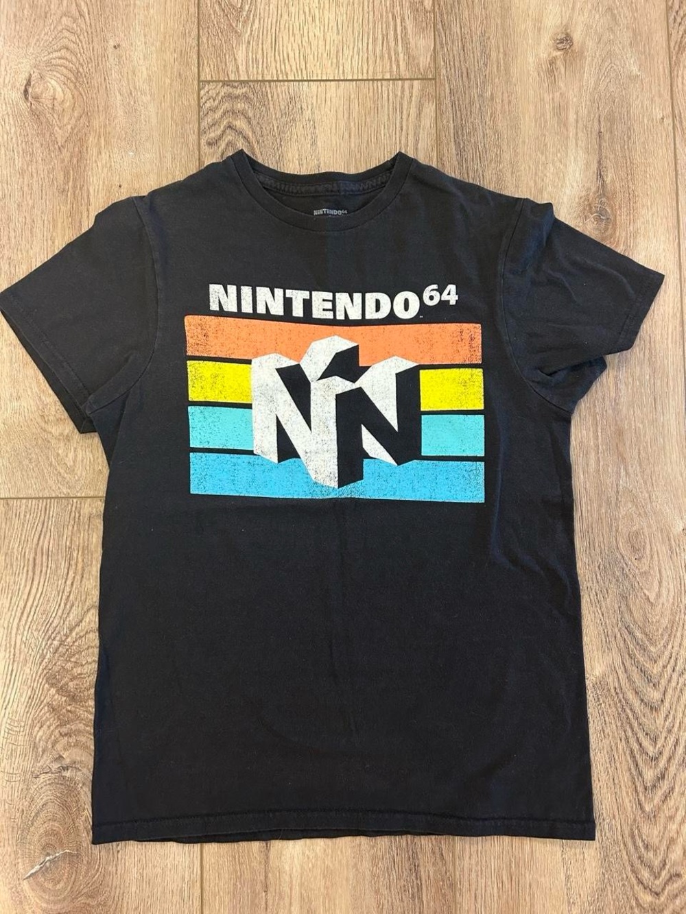 Nintendo Black Tee with White N64 Logo vintage gamer small